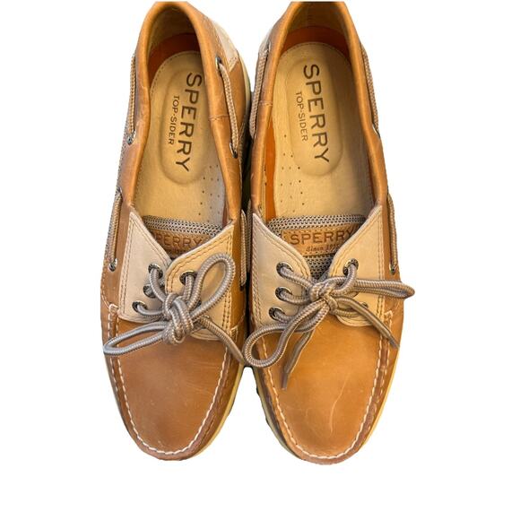 Sperry Top-Sider Contour Leather Tan Brown 0799023 Casual Boat Shoes MENS 9.0